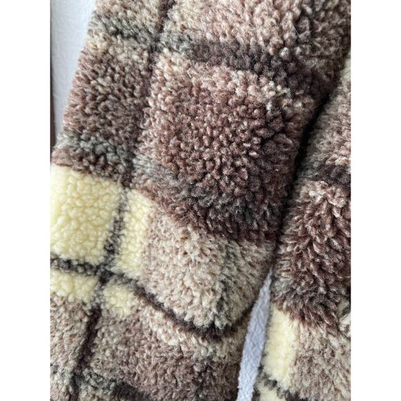 Sanctuary Plaid Snap Button Sherpa Teddy Coat Button Jacket Size Medium - Picture 4 of 8